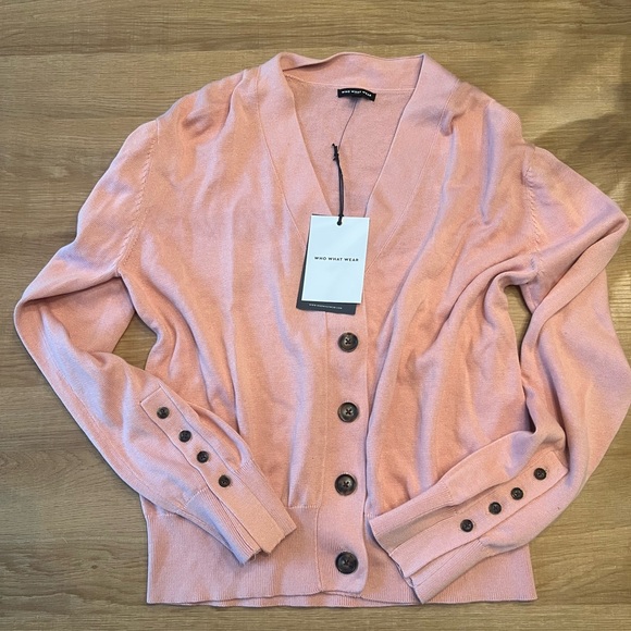 Who What Wear Blush Button-Up Cardigan - Picture 1 of 3